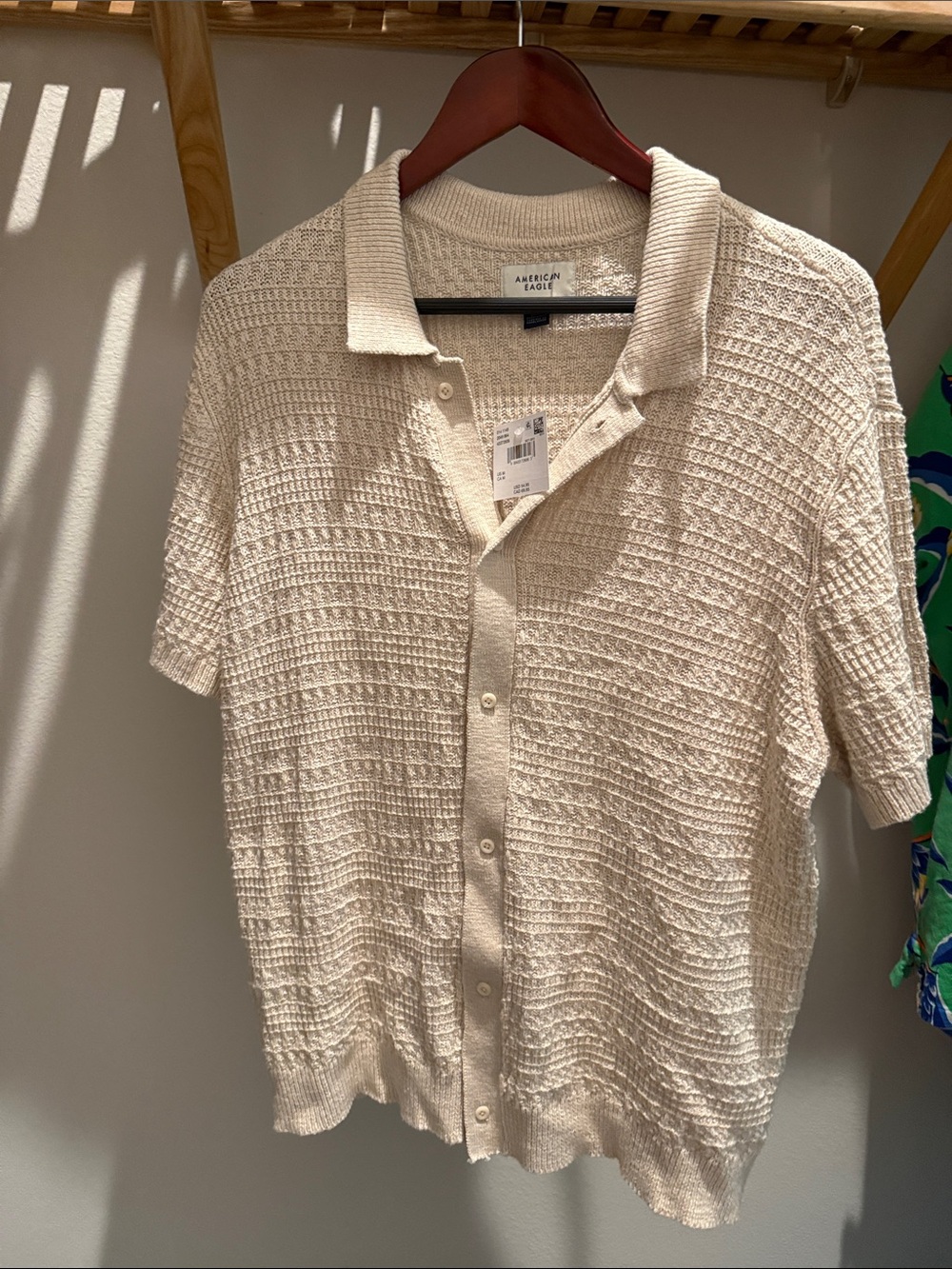 NWT American Eagle knit button down short sleeve sweater